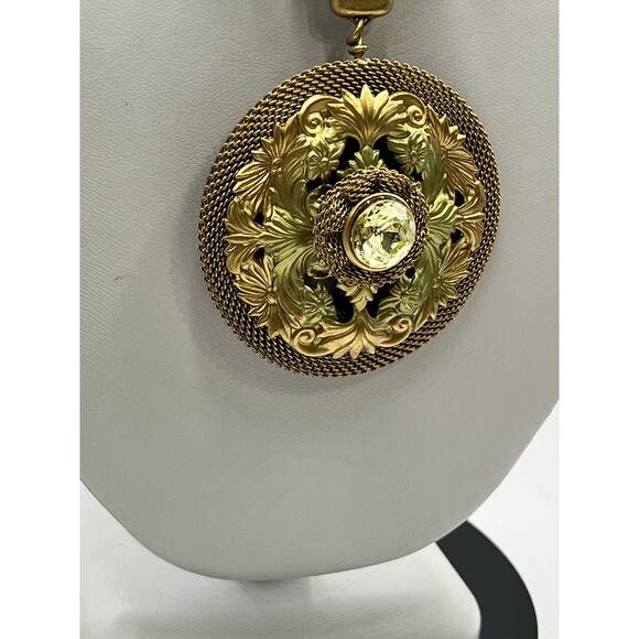 Sarah Cavendar Metalworks Vintage Faux Green Pearl Mesh Pendant Necklace - Picture 2 of 11